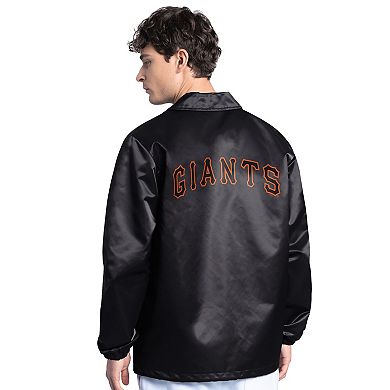 Men's Starter Black San Francisco Giants Cooperstown Collection Point Man Full-Snap Coaches Jacket
