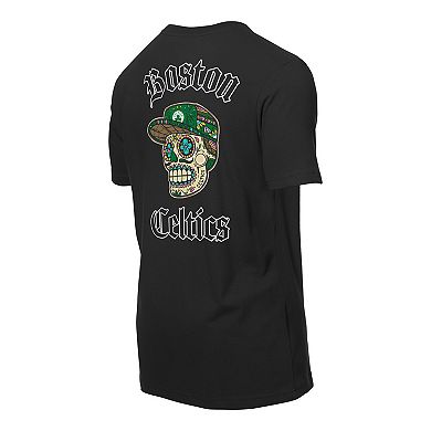 Men's New Era Black Boston Celtics Sugar Skulls T-Shirt