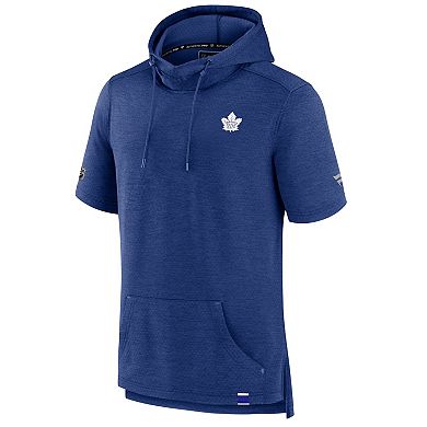 Men's Fanatics Heather Blue Toronto Maple Leafs Authentic Pro Short Sleeve Pullover Hoodie