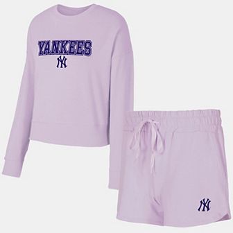 Women's Concepts Sport Lavender New York Yankees Elevation Tri-Blend Long Sleeve T-Shirt & Shorts Set