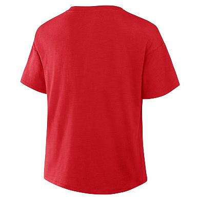 Women's Profile Red Philadelphia Phillies Plus Size Wordmark Notch Neck T-Shirt