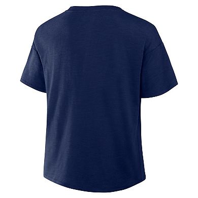 Women's Profile Navy Boston Red Sox Plus Size Wordmark Notch Neck T-Shirt