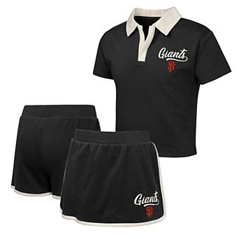 Girls Youth Black San Francisco Giants Base Trainer Johnny Polo and Skort Set