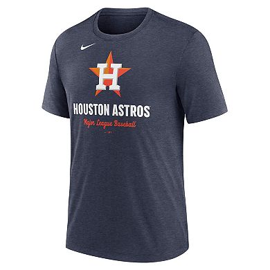 Men's Nike Heather Navy Houston Astros Logo Tri-Blend T-Shirt