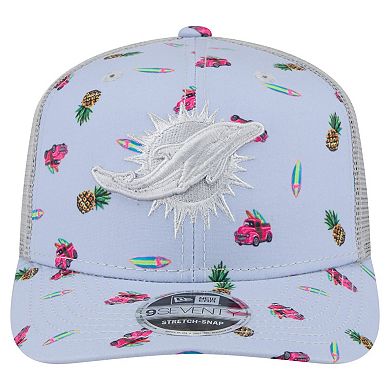 Men's New Era Light Blue Miami Dolphins Adventure Surfboard 9SEVENTY Adjustable Hat