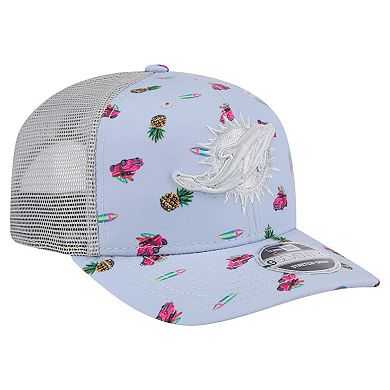 Men's New Era Light Blue Miami Dolphins Adventure Surfboard 9SEVENTY Adjustable Hat