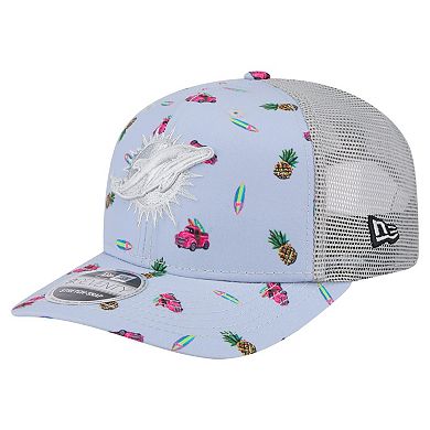 Men's New Era Light Blue Miami Dolphins Adventure Surfboard 9SEVENTY Adjustable Hat