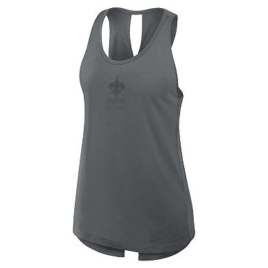 Women's Nike Gray New Orleans Saints Established Date Crisscross Performance Tank Top