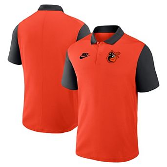 Men's Nike Orange/Black Baltimore Orioles Cooperstown Collection Color-Block Victory Performance Polo