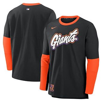 Men's Nike Black/Orange San Francisco Giants 2025 City Connect Authentic Collection Lightweight Player Tri-Blend Performance Long Sleeve T-Shirt