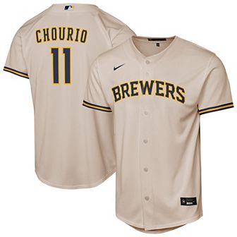 Youth Nike Jackson Chourio Cream Milwaukee Brewers Home Replica Player Jersey