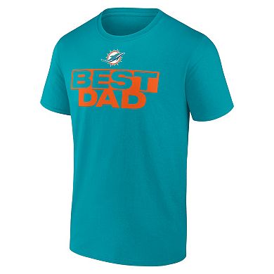Men's Aqua Miami Dolphins Best Dad T-Shirt
