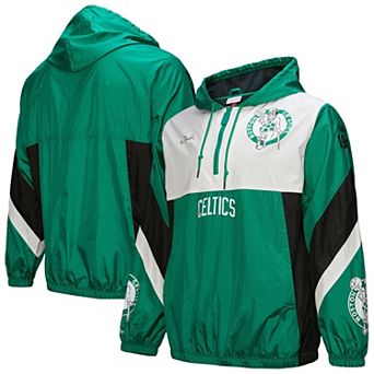 Men's Mitchell & Ness Kelly Green Boston Celtics Hardwood Classics Team Origins Anorak Quarter-Zip Windbreaker Jacket