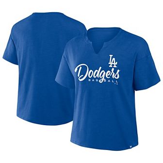Women's Profile Royal Los Angeles Dodgers Plus Size Wordmark Notch Neck T-Shirt