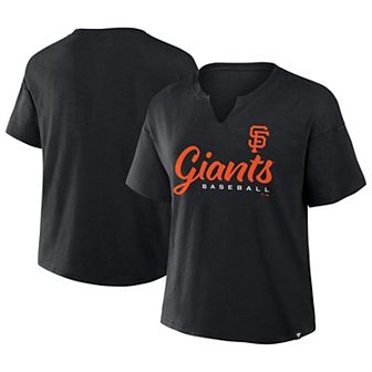Women's Profile Black San Francisco Giants Plus Size Wordmark Notch Neck T-Shirt