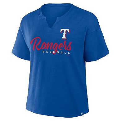 Women's�Profile Royal Texas Rangers Plus Size Wordmark Notch Neck T-Shirt