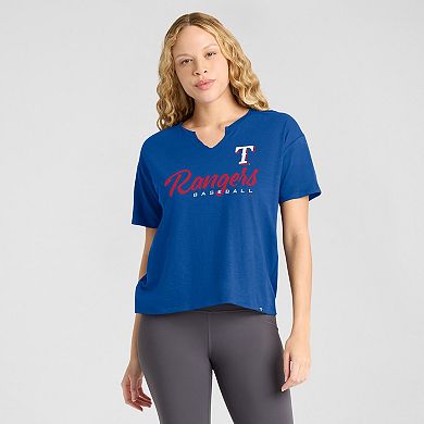 Women's�Profile Royal Texas Rangers Plus Size Wordmark Notch Neck T-Shirt