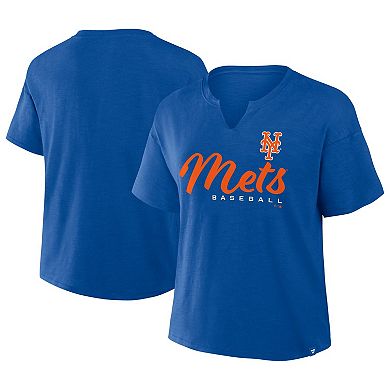 Women's�Profile Royal New York Mets Plus Size Wordmark Notch Neck T-Shirt
