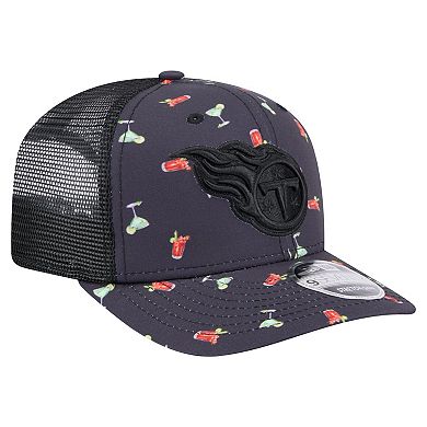Men's New Era Navy/Black Tennessee Titans Adventure Drinks Pattern 9SEVENTY Stretch-Snap Hat