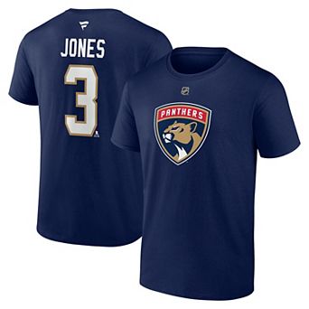 Men's Fanatics Seth Jones Navy Florida Panthers Authentic Stack Name & Number T-Shirt