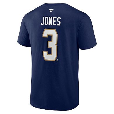 Men's Fanatics Seth Jones Navy Florida Panthers Authentic Stack Name & Number T-Shirt