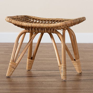 bali & pari Earvin Natural Rattan Footstool