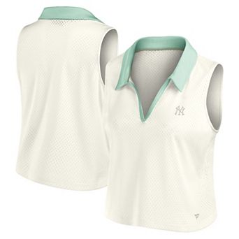 Women's Fanatics Cream New York Yankees Studio Wellness V-Neck Tank Top