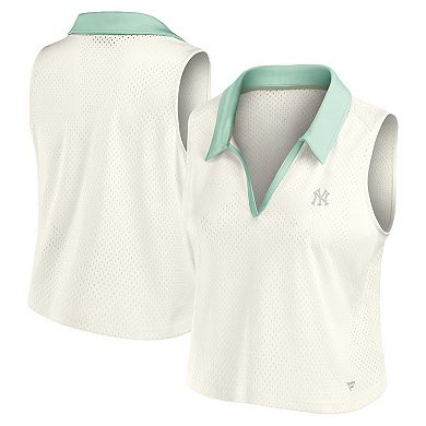 Women's Fanatics Cream New York Yankees Studio Wellness V-Neck Tank Top