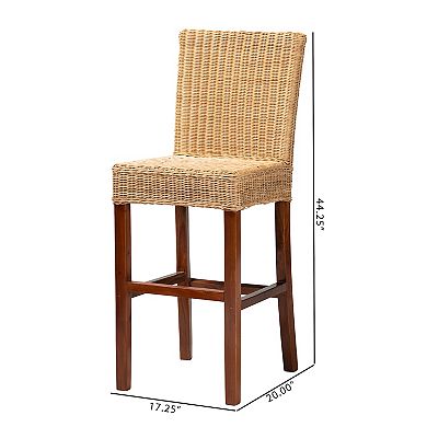bali & pari Racquel Natural Rattan Bar Stool