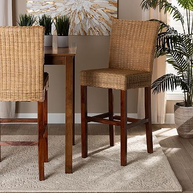 bali & pari Racquel Natural Rattan Bar Stool