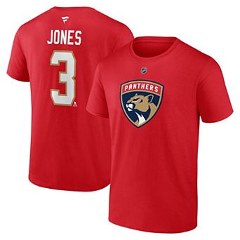 Men's Fanatics Seth Jones Red Florida Panthers Authentic Stack Name & Number T-Shirt