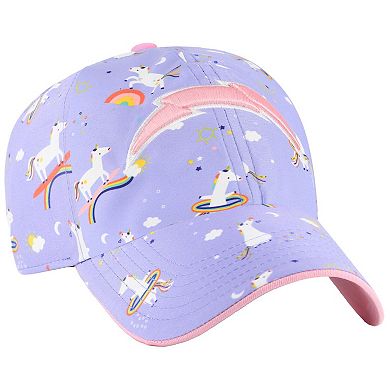 Girls Preschool '47 Lavender Los Angeles Chargers Unicorn Clean Up Adjustable Hat