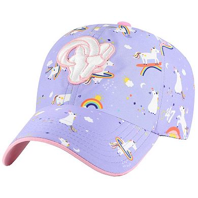 Girls Preschool '47 Lavender Los Angeles Rams Unicorn Clean Up Adjustable Hat