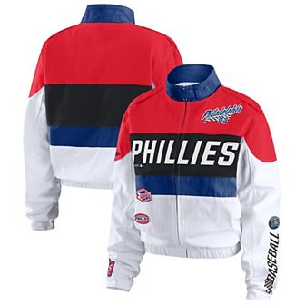 Women's WEAR by Erin Andrews Red/White Philadelphia Phillies Racing Full-Zip Jacket