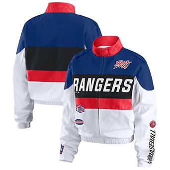 Women's WEAR by Erin Andrews Navy/White Texas Rangers Racing Full-Zip Jacket