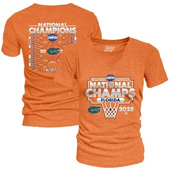 Women's Blue 84 Orange Florida Gators 2025 NCAA Men's Basketball National Champions Bracket Tri-Blend V-Neck T-Shirt
