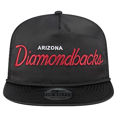 Men's New Era Black Arizona Diamondbacks Retro Satin Script Golfer Adjustable Hat