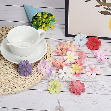 1.77" Artificial Multi-layered Flower Heads, 50 Pack Silk Multi-layered Fake Flowers Heads