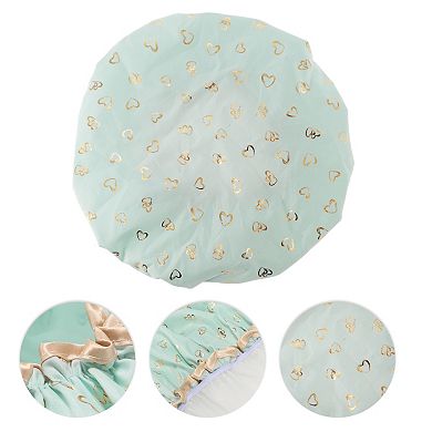 1 Pc Women's Double Layer Heart-shaped Shower Cap for Bathroom Vacation Hotel