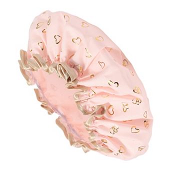 1 pc Women's Double Layer Heart-shaped Shower Cap for Bathroom Vacation Hotel