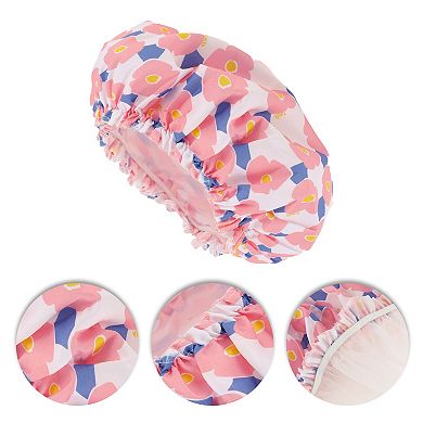 1 Pc Women Flower Pattern Shower Cap for Bathroom Business Travel