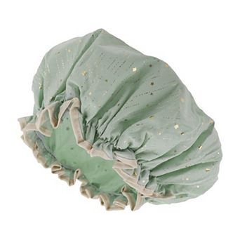 1 pc Women Gold Stars Shower Cap for Bathroom Vacation Business Travel