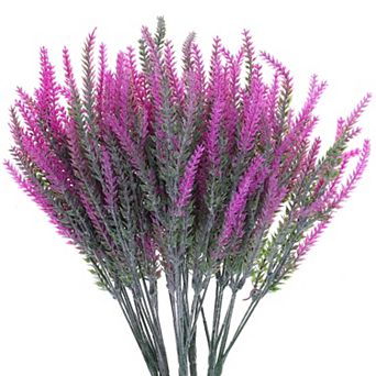 20 Bundles Artificial Lavender Flowers Plastic for Indoor Outdoor Home