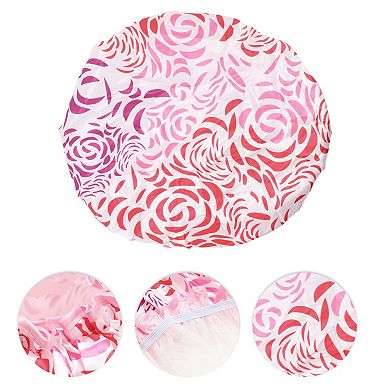 1 Pc Women Waterproof Stripe Shower Cap for Bathroom Vacation Hotel Travel