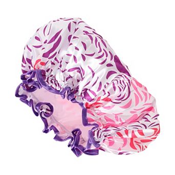 1 pc Women Waterproof Stripe Shower Cap for Bathroom Vacation Hotel Travel