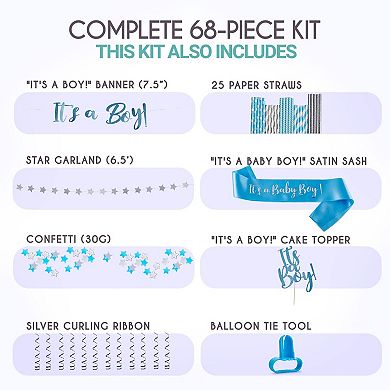 EpiqueOne 68-Piece “It’s A Boy” Baby Shower Party Decor Kit