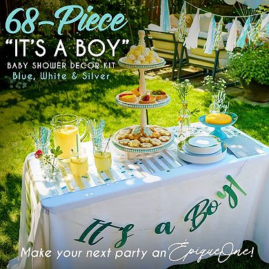 EpiqueOne 68-Piece “It’s A Boy” Baby Shower Party Decor Kit