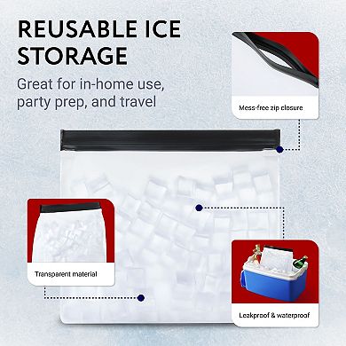 3 Pack Reusable Ice Bag Set with Secure Zip Close Design - Durable Ice Bag