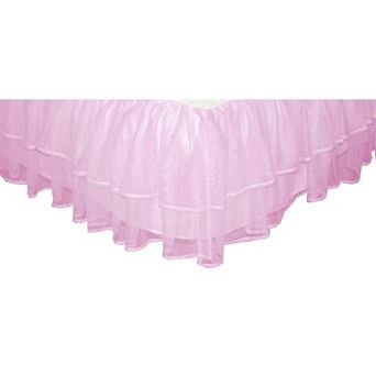 Triple Layer Pink Tulle Twin Bed Skirt 39" x 75" with a 16" Drop