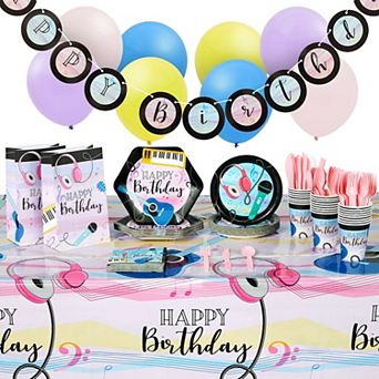 207 pc Music Birthday Party Decorations, Tableware, Balloons, Bags, Serve 24